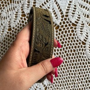 Brown Tooled Leather Belt